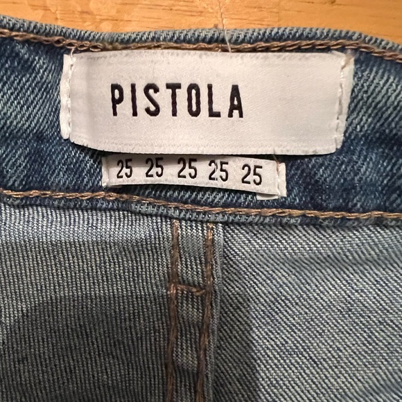 Pistola Women’s Tuxedo Stripe Blue Denim Jean Distressed Shorts Size 25. - Picture 3 of 6